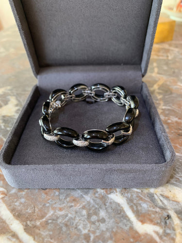 Bracelet Bracelet or gris, diamants, céramique 58 Facettes BRA106