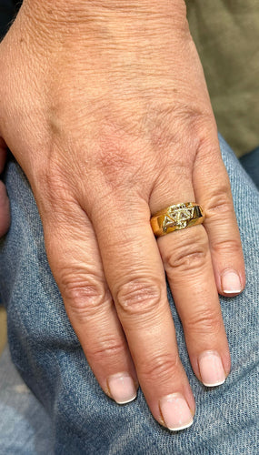 Bague 54 Bague vintage or jaune et diamants 58 Facettes