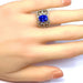 Bague 53 Bague or blanc saphir de Ceylan 3,12 carat et diamants 58 Facettes AB 407