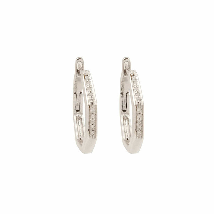 Boucles d'oreilles Créoles octogonales diamants or gris 58 Facettes BO239