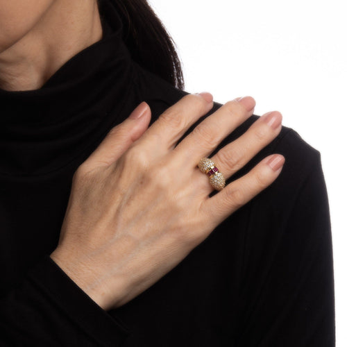 Bague 50 Bague vintage en or jaune avec diamant rubis 1 carat 58 Facettes G12263