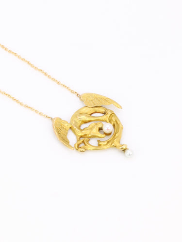 Collier Collier Art Nouveau Chimère or jaune perles 58 Facettes 1108.3