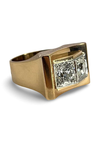 Bague 52 Bague Tank Vintage or rose et diamants 1,80 ct 58 Facettes 70301