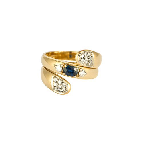 Bague 59 BAGUE OR JAUNE DIAMANTS ET SAPHIR 58 Facettes BO/240042