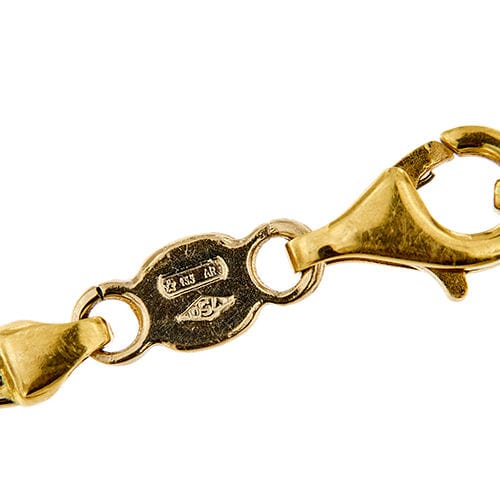 Herenarmband in twee goudsoorten, Schakel vogelogen 