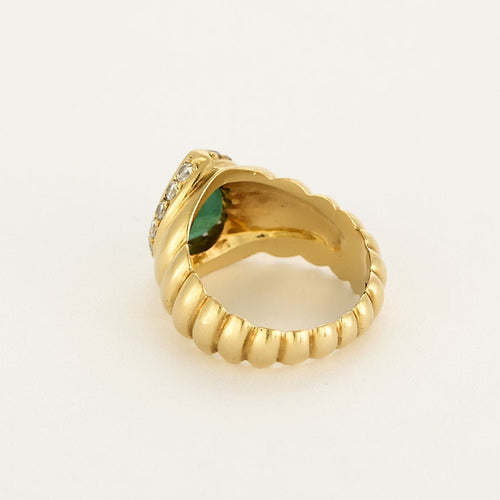 Bague 53 Bague en or jaune, émeraude et diamants 58 Facettes LIS2487X2