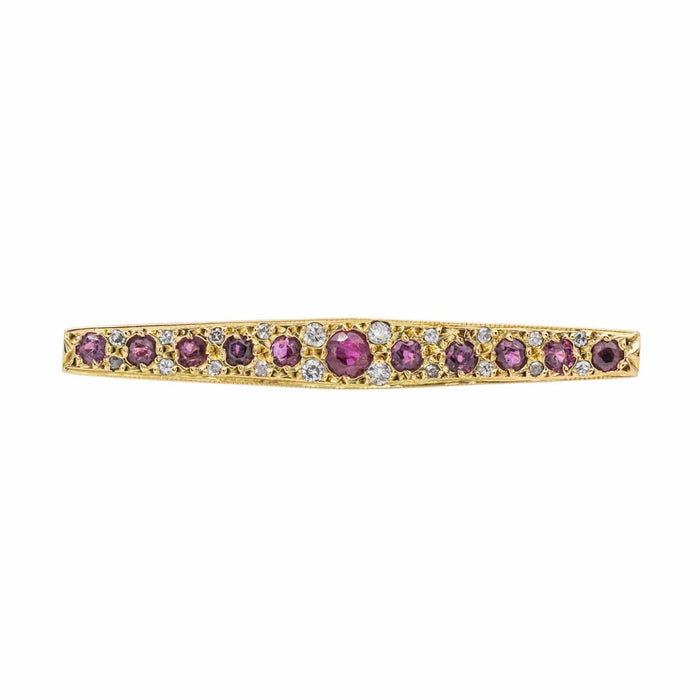 Yellow Gold Ruby Pin Brooch