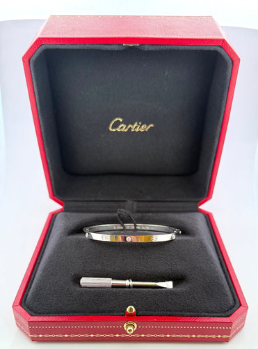 Bracelet Bracelet Cartier Love petit modèle or blanc 6 diamants 58 Facettes