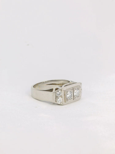 Bague Bague géométrique or blanc platine diamants 58 Facettes J195