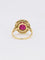 Bague 51 Bague marguerite vintage or jaune diamants rubis ovale 2,2 ct 58 Facettes J381
