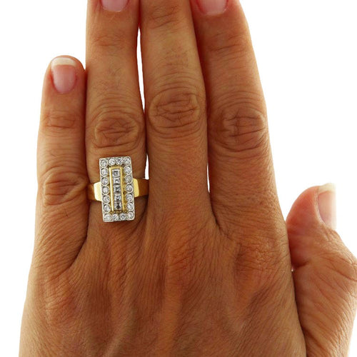 Bague 54.5 Bague en or jaune avec diamants de 0,93 ct 58 Facettes G3789