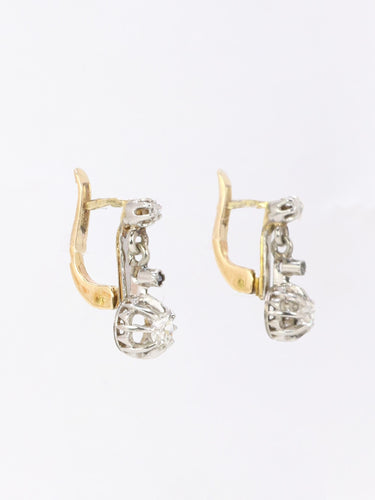 Boucles d'oreilles Dormeuses anciennes diamants coussin 0,5 carat 58 Facettes 1130.6