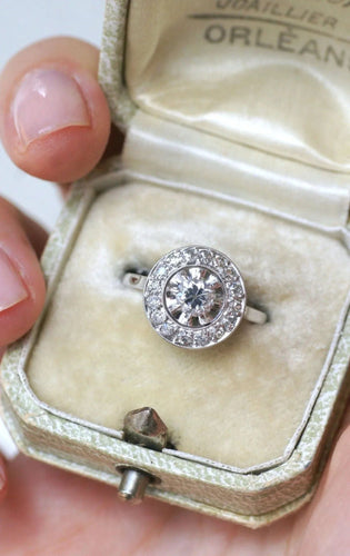Bague Bague Cible Art Deco Diamants sur Or et Platine 58 Facettes