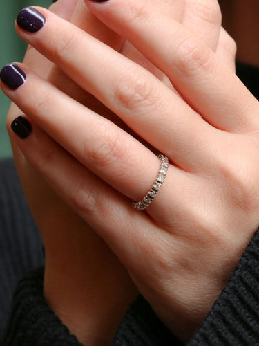 Bague 54.5 Alliance américaine en or blanc et diamants 1 ct 58 Facettes J57