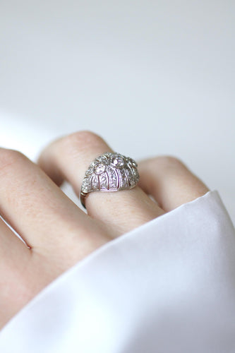 Bague Bague Dôme Art Déco Diamants 1,30 Ct sur Platine 58 Facettes