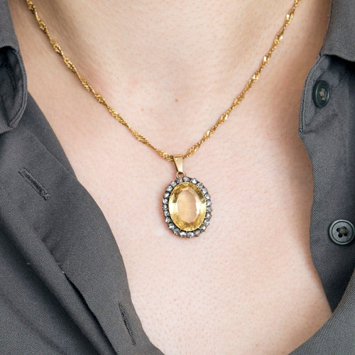 Pendentif Pendentif en or rose, argent et citrine 58 Facettes LJ35