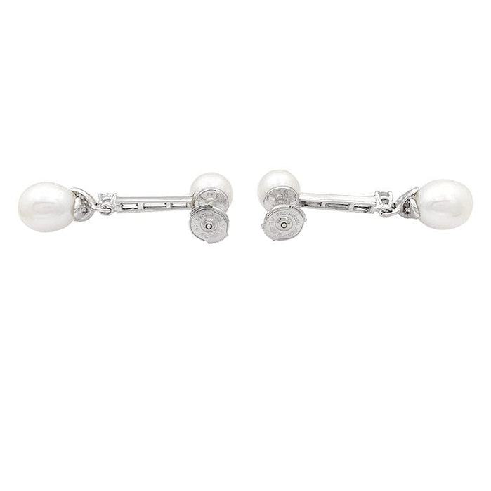 Boucles d'oreilles Boucles d'oreilles perles, diamants, platine, or blanc. 58 Facettes 33846