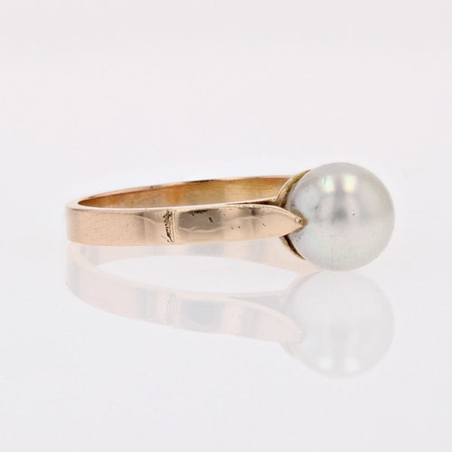 Bague 55 Bague or jaune perle de culture solitaire 58 Facettes 13-203