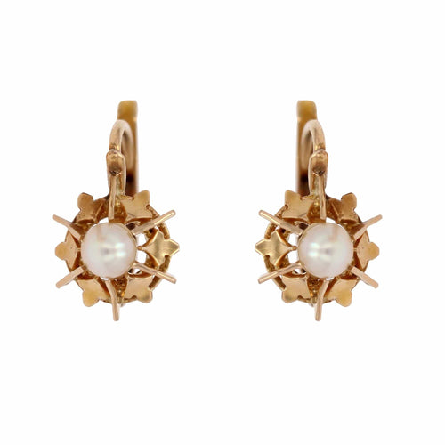 Boucles d'oreilles Boucles d'oreilles dormeuses or rose et perles de culture 58 Facettes CVBO35