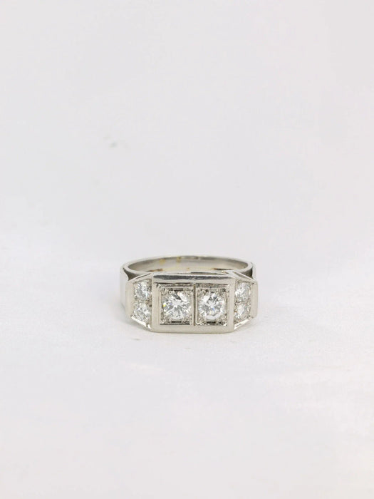 Bague Bague géométrique or blanc platine diamants 58 Facettes J195