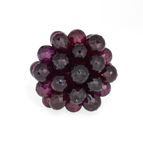 Bague 52 Bague cocktail vintage en or blanc 18 carats avec grenat briolette 58 Facettes G13871