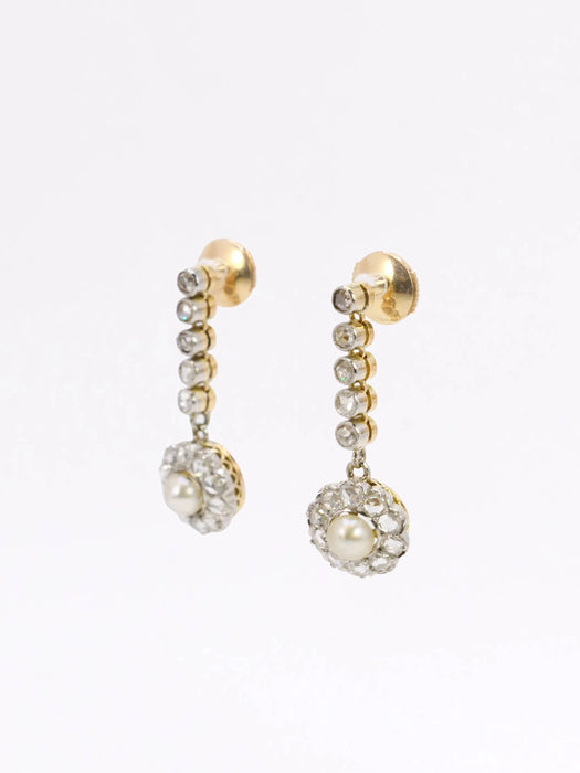 Pearl diamond drop earrings