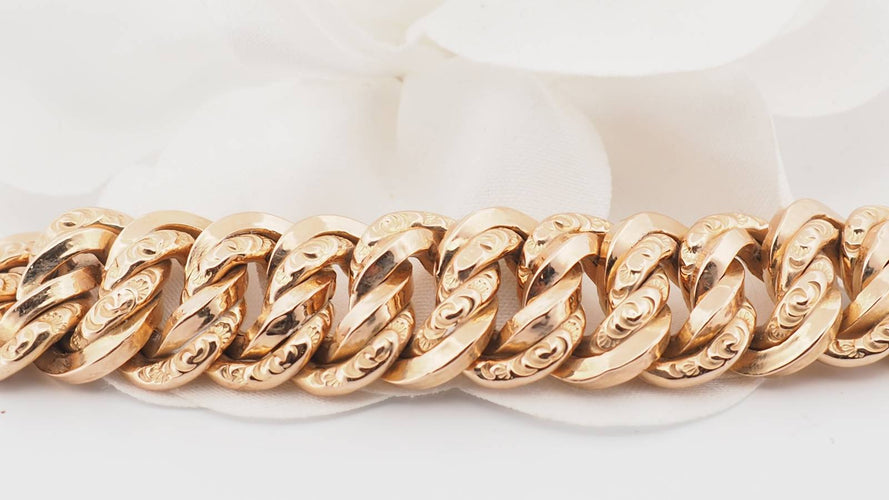 Bracelet Bracelet vintage maille américaine en or rose 58 Facettes 33051