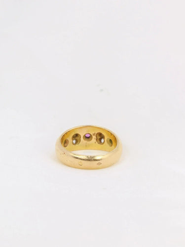 Bague Bague jonc vintage or émeraudes rubis diamants 58 Facettes J177