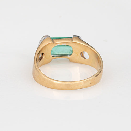 Bague Bague vintage des années 70 avec diamant émeraude de 1,75 ct, taille 7, or jaune 18 carats, bijoux fins 58 Facettes G14062