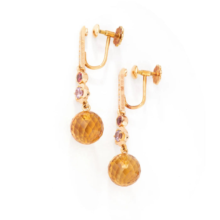 Boucles d'oreilles CHANEL - Boucles d'oreilles Mademoiselle citrine, rubellite, améthyste, diamant, or jaune. 58 Facettes