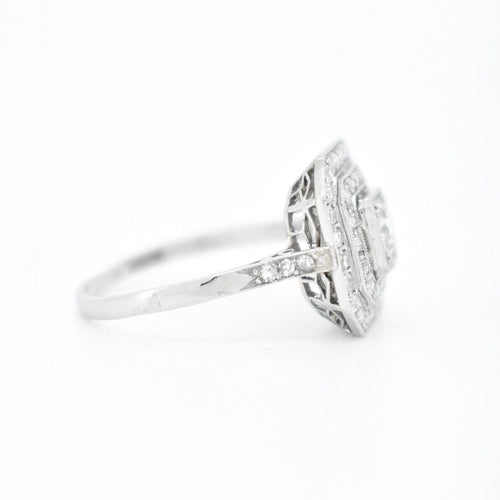 Bague 49.5 Bague de fiançailles Art Déco Octogonale, Platine et Diamants 58 Facettes 420
