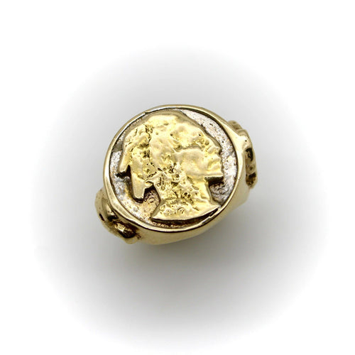 Zlatý americký indický portrét Buffalo Nickel Ring