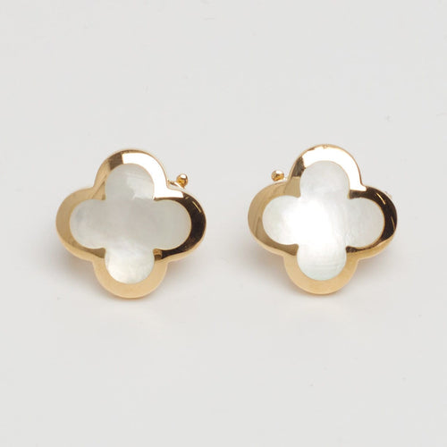 Boucles d'oreilles Van Cleef & Arpels - Boucles d’oreilles Pure Alhambra Nacre en or jaune 58 Facettes