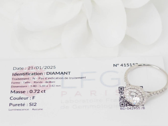 Bague 53 Bague solitaire en or blanc et diamants 0.72ct 58 Facettes 31788/32448