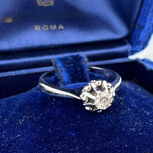 Anello vintage - Bague en or blanc 18 kt et diamant 0,15 ct 58 Facettes AN548