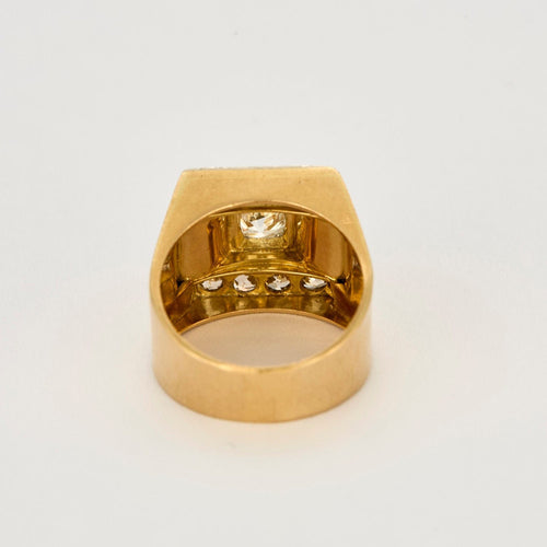 Bague 57 Bague tank or jaune et gris, diamants 58 Facettes ALE42293