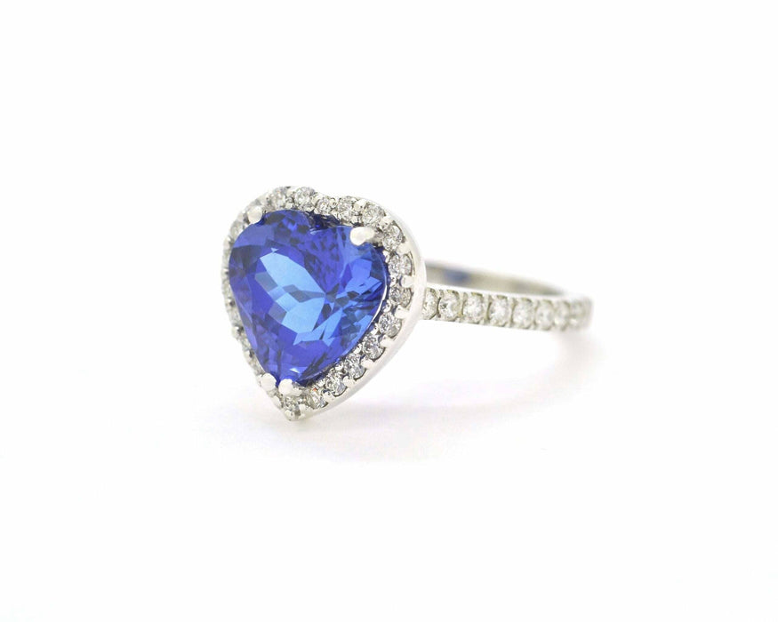 Bague Bague avec tanzanite taille cœur et diamants 58 Facettes