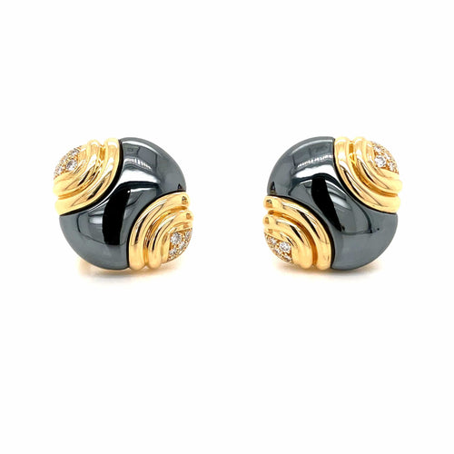Boucles d'oreilles Boucles d'oreilles Bulgari en or jaune 18 carats avec diamants et hématite 58 Facettes