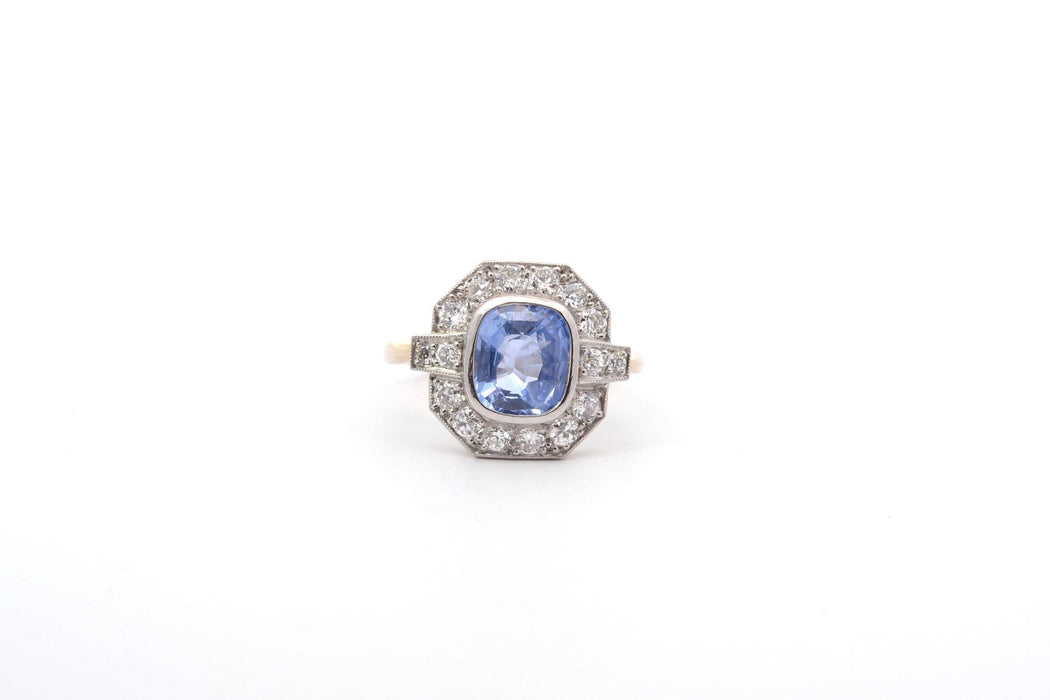 Bague 53 Bague saphir de 2,18cts et diamants en or et platine 58 Facettes 26065-25826