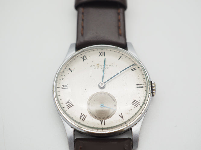 Montre Universal Genève - Montre bracelet cuir marron 58 Facettes