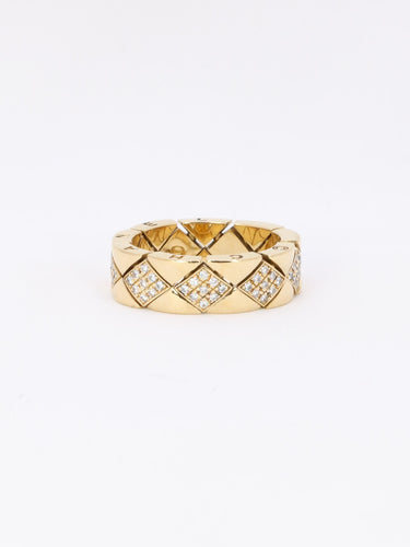 Bague 59 CHANEL Bague "Matelassé" vintage or jaune diamants 58 Facettes 1107.4