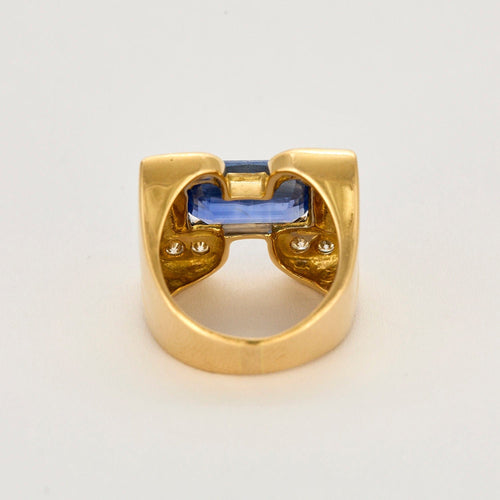 Bague 52 Bague tank or jaune, saphir et diamants 58 Facettes MON0984