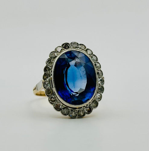 Bague Bague en or et platine avec un saphir et des diamants 58 Facettes 50270