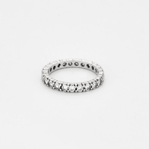 Bague 53,5 Alliance Américaine or blanc et diamants 58 Facettes ROM11862