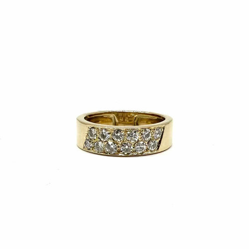 Bague jonc or jaune et diamants 58 Facettes Z1351602