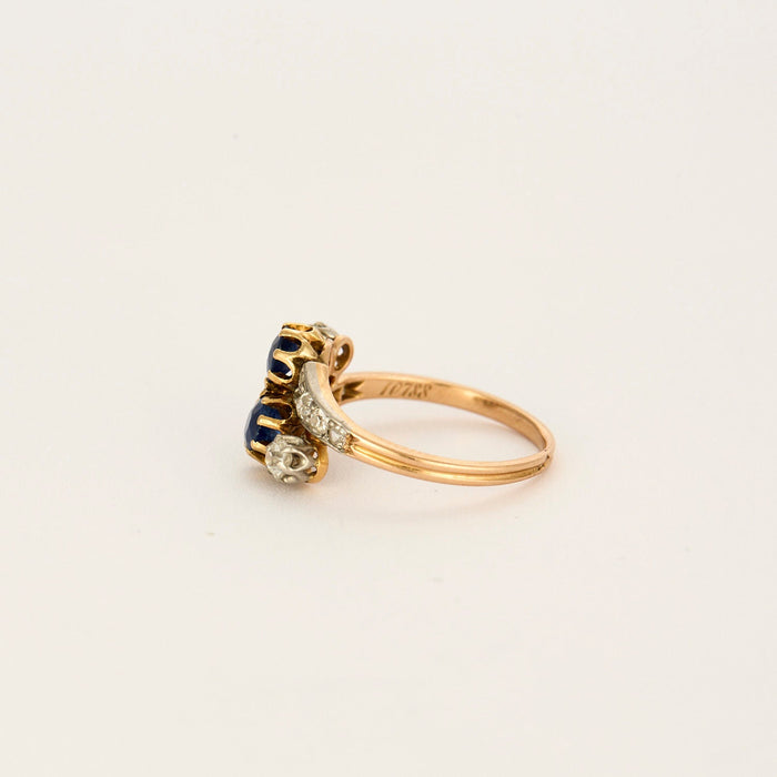 Pink gold and white sapphire ring