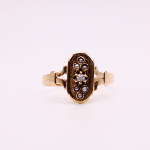 Bague Bague or rose époque Napoléon III Perles fines 58 Facettes