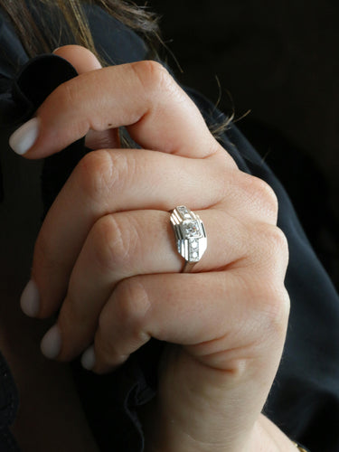 Bague 53 Bague Art déco platine diamants 58 Facettes 1125