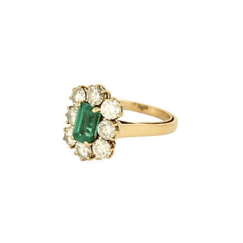 Bague 54 BAGUE MARGUERITE OR JAUNE, EMERAUDE ET DIAMANTS 58 Facettes BO/250003/