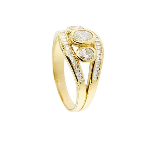 Bague Bague trilogie en or jaune sertie de diamants de 1,17 ct 58 Facettes 33607